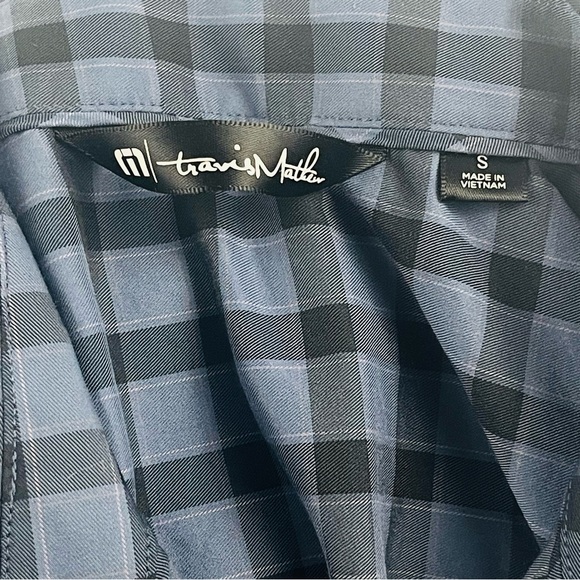 Travis Matthew Men's Short-Sleeve Button-Down, Blue Plaid, Size Small - Picture 7 of 9